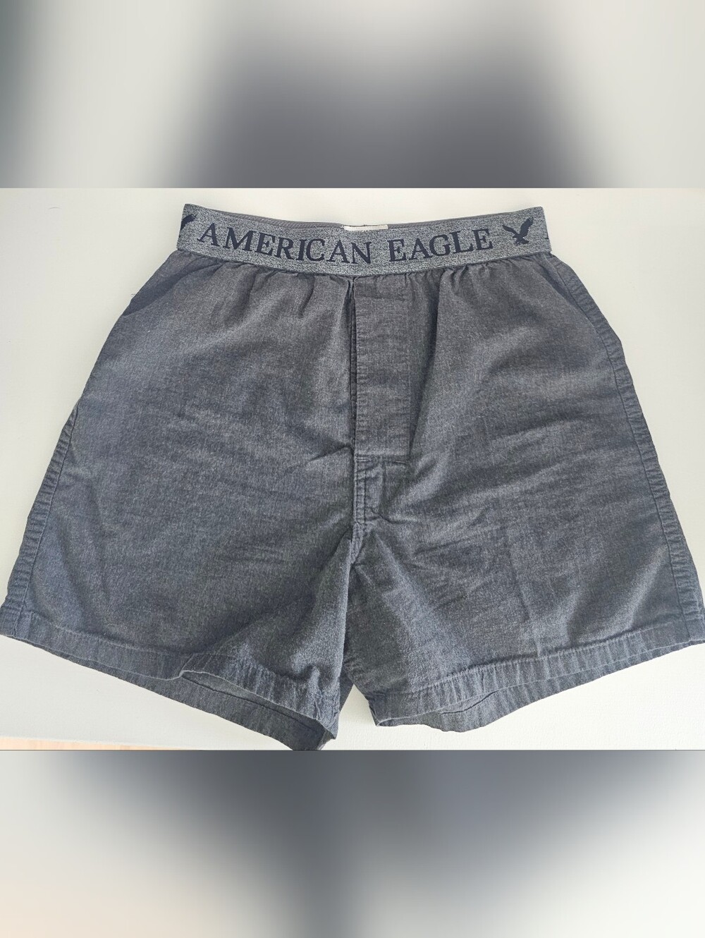 American Eagle Outfitters Men's Charcoal Gray Boxers with Branded Waistband